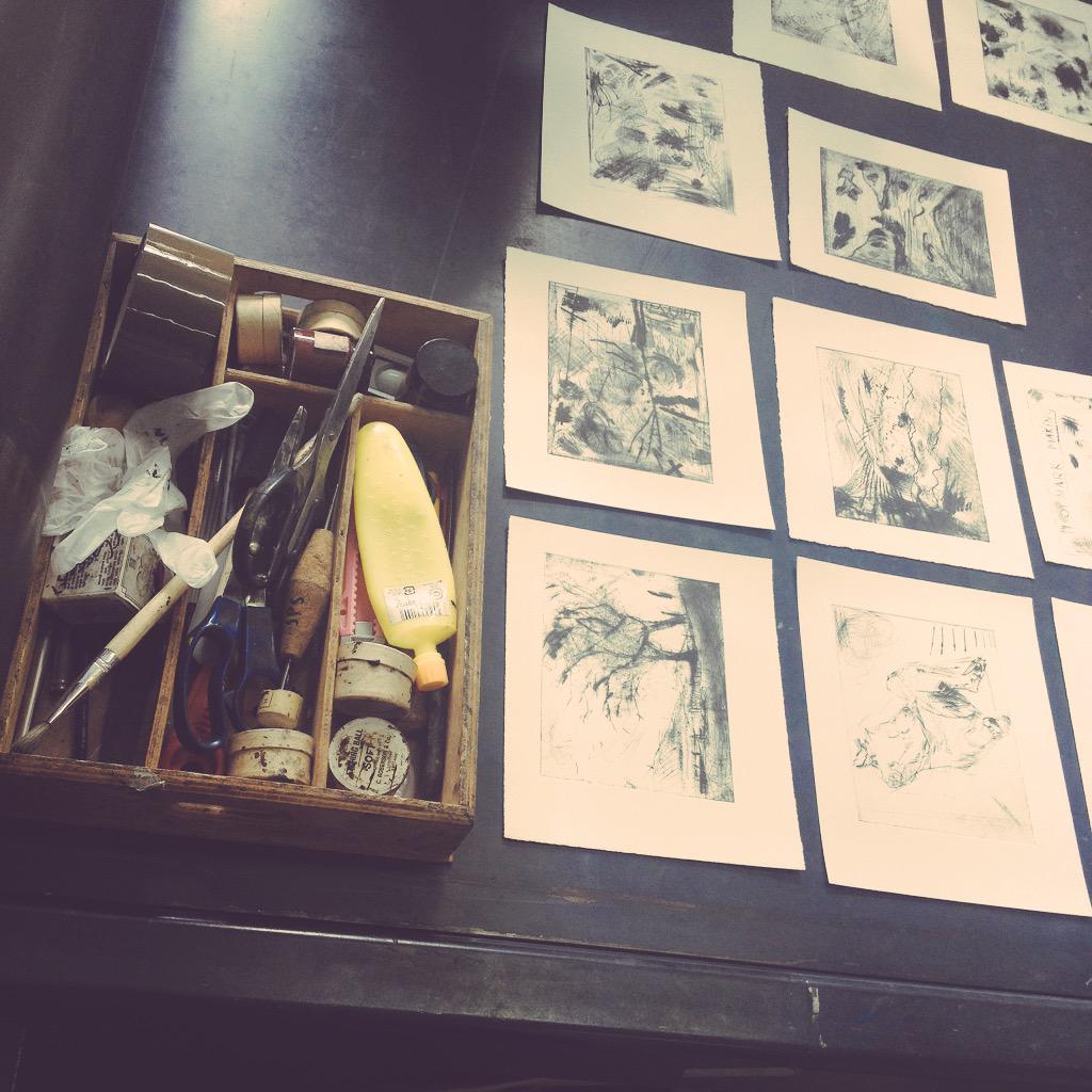 _lil_green_'s tweet image. Dry point doodles from our first session of #yearinprint @spikeprint - excited for next week!