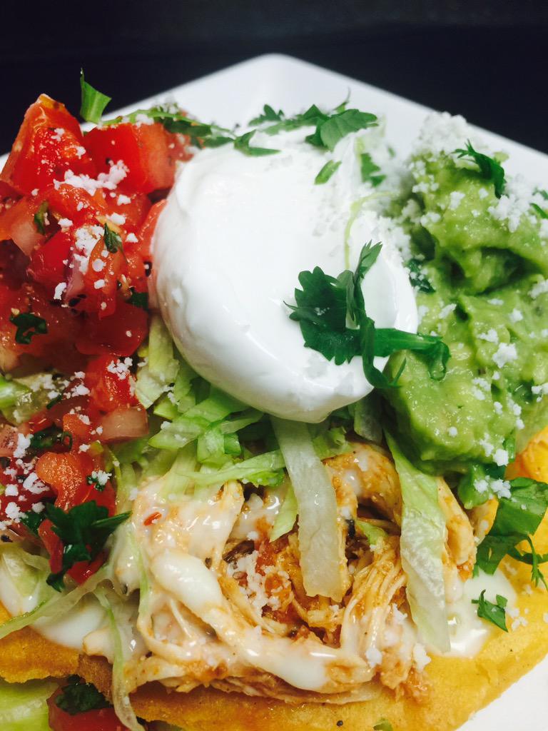Chicken tinga tostada w/lettuce pico guacamole sour cream and cotija cheese <a href="/nochebrookhaven/">Noche Brookhaven</a> <a href="/h2srestaurants/">Here To Serve H2SR</a>