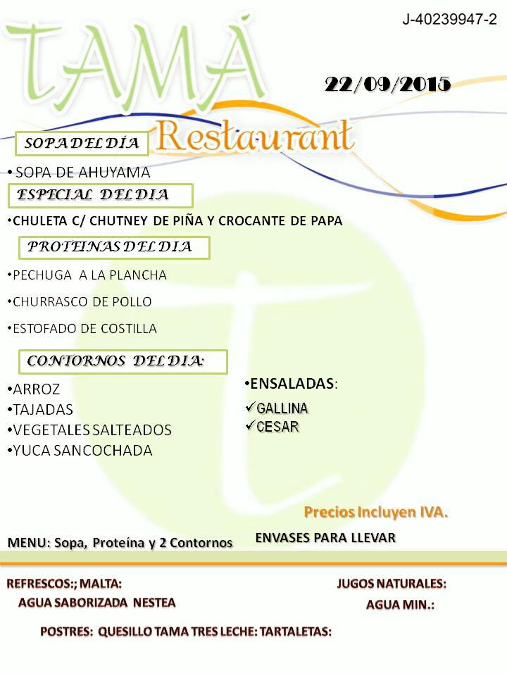 TamaRestaurant's tweet photo. Ya abrimos en #Tamarestaurant te esperamos #Menudeldia #ESPECIALDELDIA http://t.co/NxIq9Nz7rT