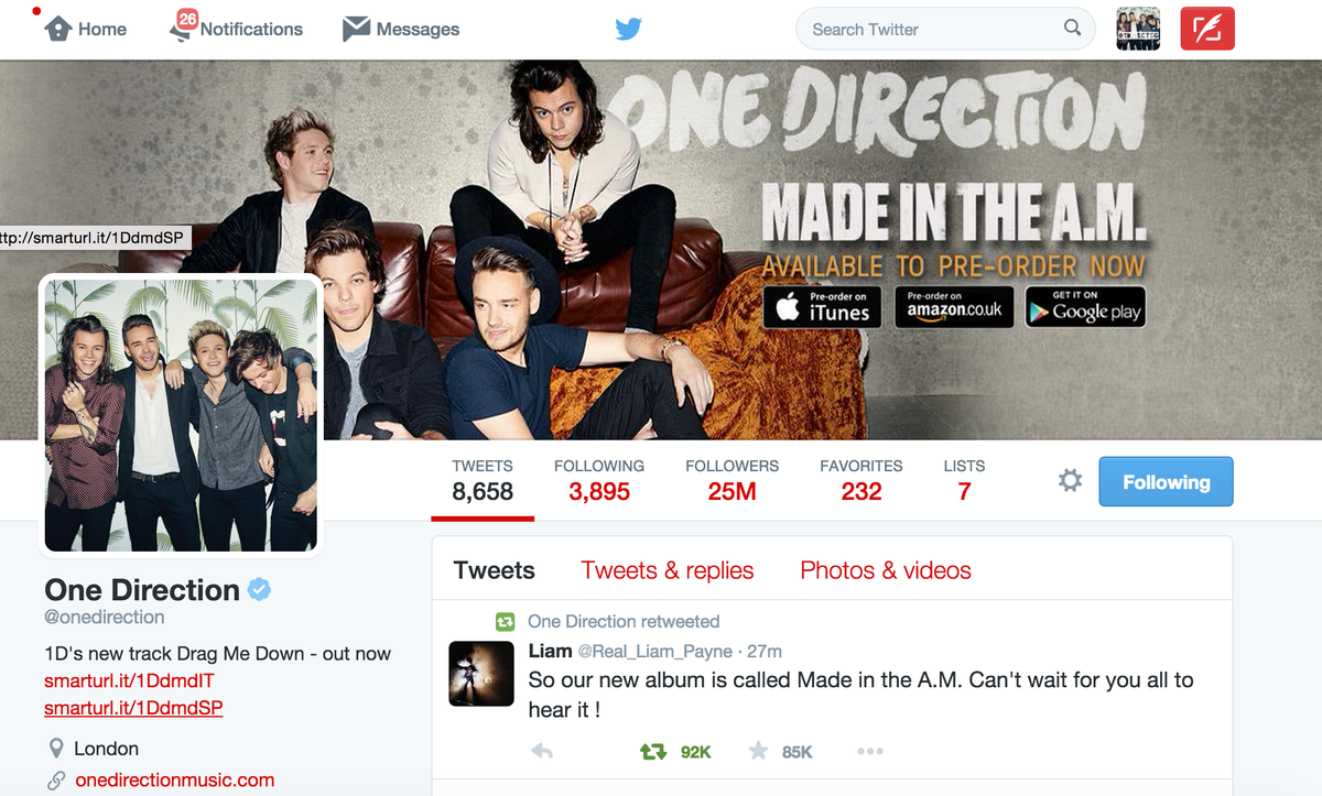 Fastest One Direction Twitter Updates