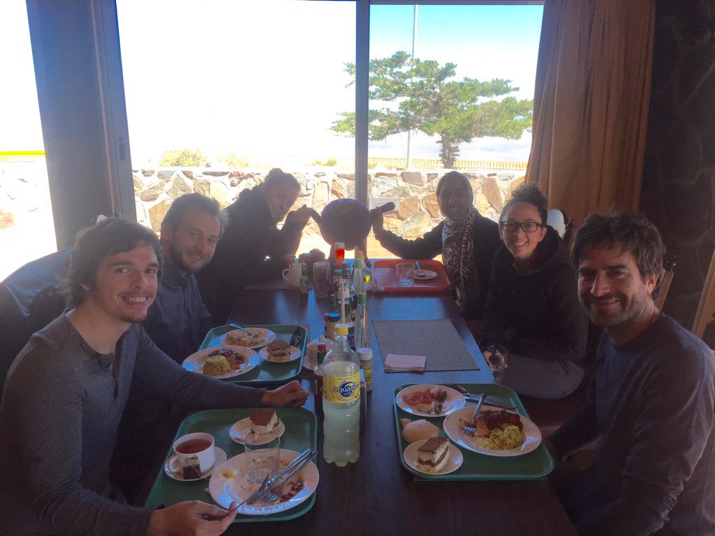Lunch time at the telescope!  A good chance to chat shop with fellow astronomers. #astronomy #lifeatlco @saracamnasio