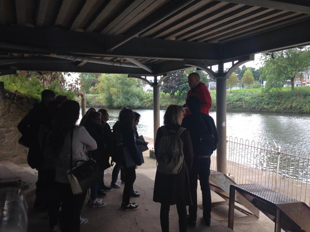 James Fisher leading our first year students on a ghost tour of Worcester earlier today