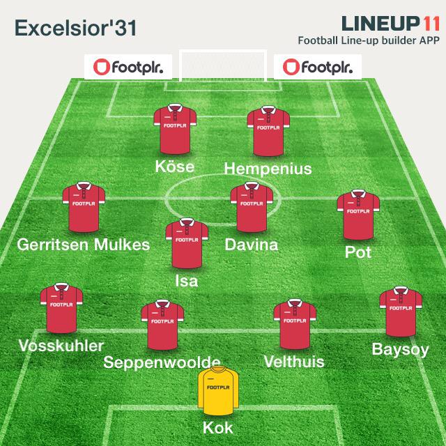 excelsior31's tweet image. De opstelling van Excelsior'31 vanavond tegen ACV Assen in de tweede ronde van de KNVB Beker #acvexc