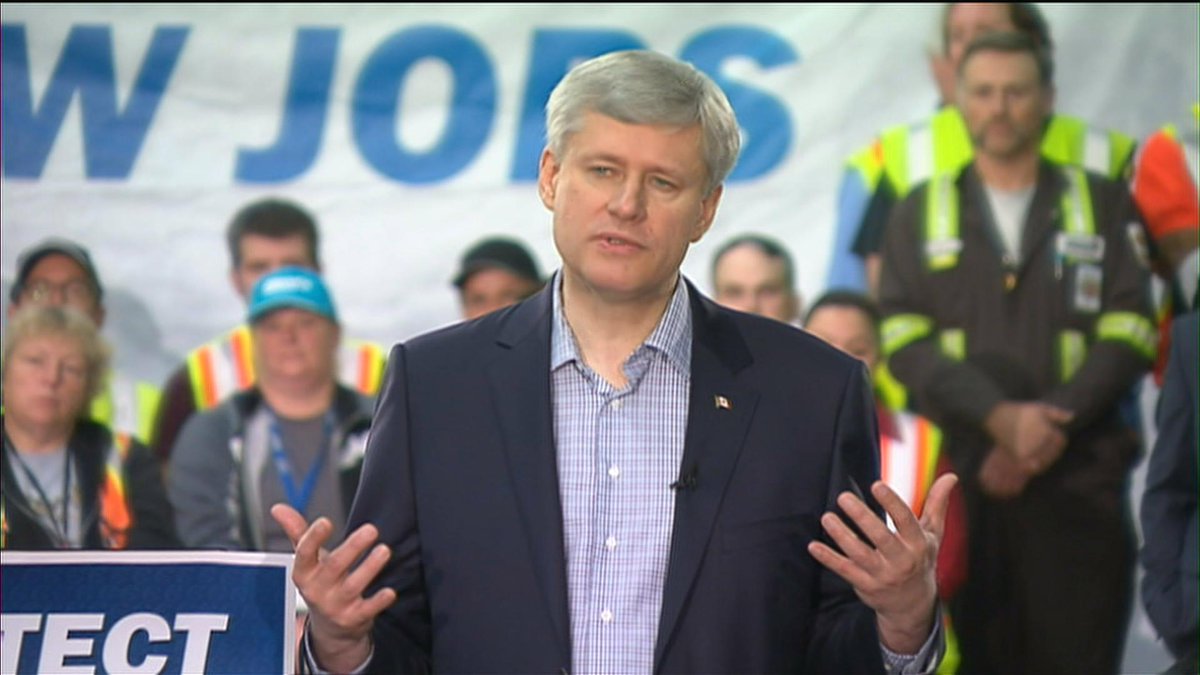 CP24's tweet photo. Conservative government would create 1.3 million net new jobs by 2020: Harper http://t.co/HcPLtSZcIc http://t.co/wPfzNthtG0