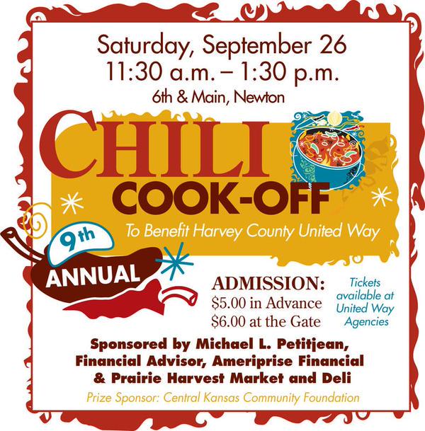 CASAofKansas9th's tweet photo. Harvey County United Way Chili Cook-Off this Saturday! Tickets still available 316-284-6909 #ChiliUnited2015 http://t.co/nUGf5ALfUI