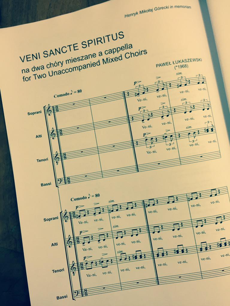 DanielCichyPWM's tweet photo. Veni Sancte Spiritus na 2 chóry. Podpisane do druku, 2.10. prapremiera w Krakowie! Czekamy! @Lukaszewski_Pa #PWM70 http://t.co/U3qDUglhnn