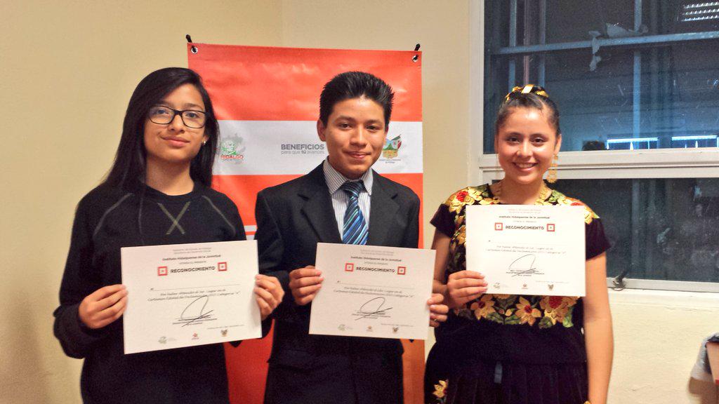 juventudHGO's tweet image. Felicitamos a Sharon, Jerónimo y Dulce, de Molango, Tlanchinol y Zacualtipán, ganadores en concurso Declamación 2015.