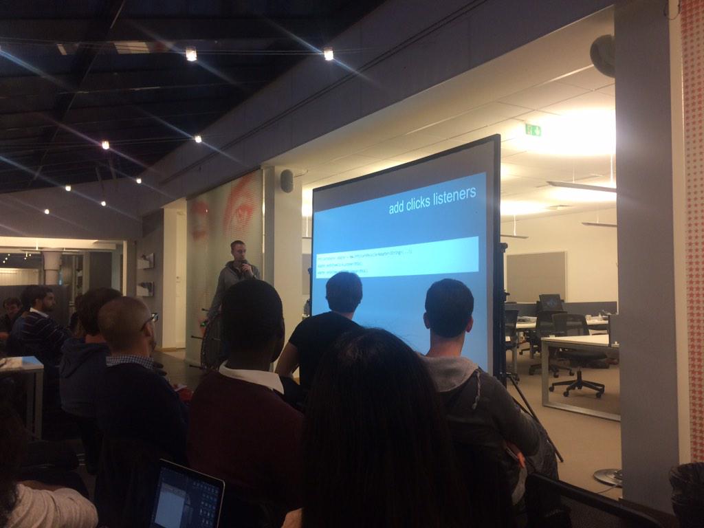 Hired_FR's tweet photo. Interesting talks at #ParisAndroidUserGroup tonight! http://t.co/9nheW6kDot