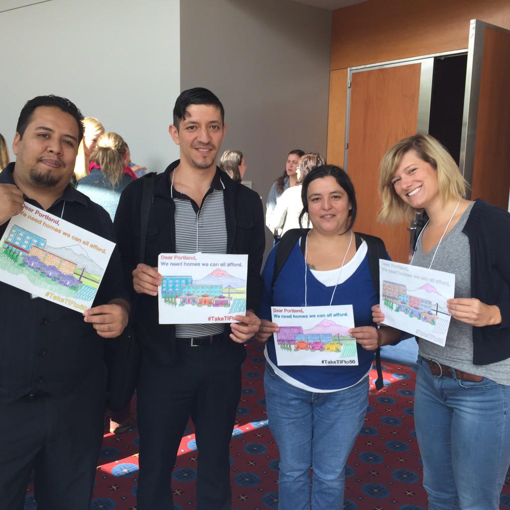 WelcomeHomeOrg's tweet photo. This @HaciendaCDC team knows we need to invest in housing solutions. Start with #TakeTIFto50 #HomeMatters #WhyNotPDX? http://t.co/B9qZnB0IfL