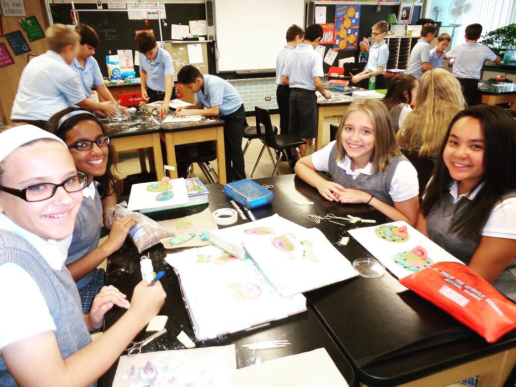StPhilip_School's tweet image. 7th graders working on cell model lab. #cellmodel