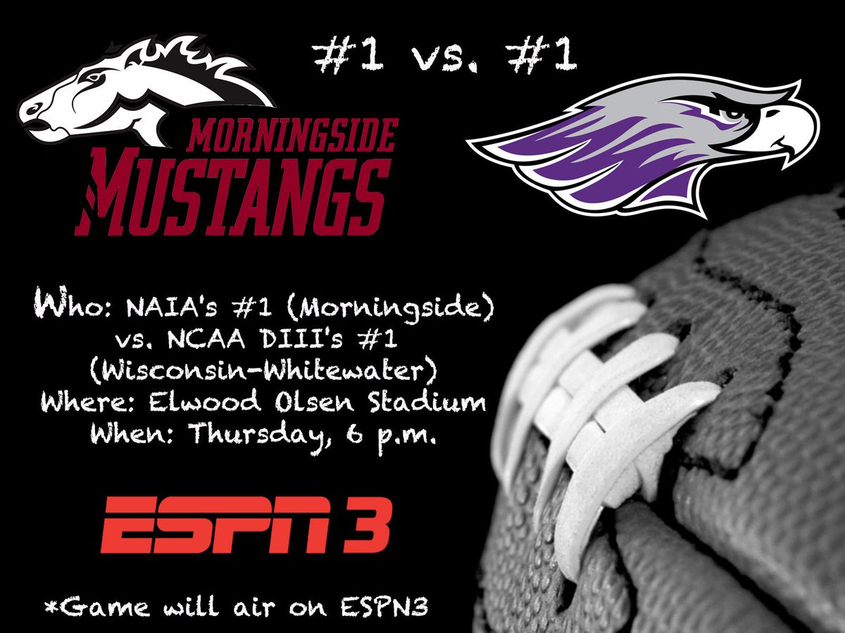 MorningsideEdu's tweet photo. RT if you'll be at the game Thursday.
Fav if you'll be watching on ESPN 3.
#GoMustangs http://t.co/Be56iAwvIE