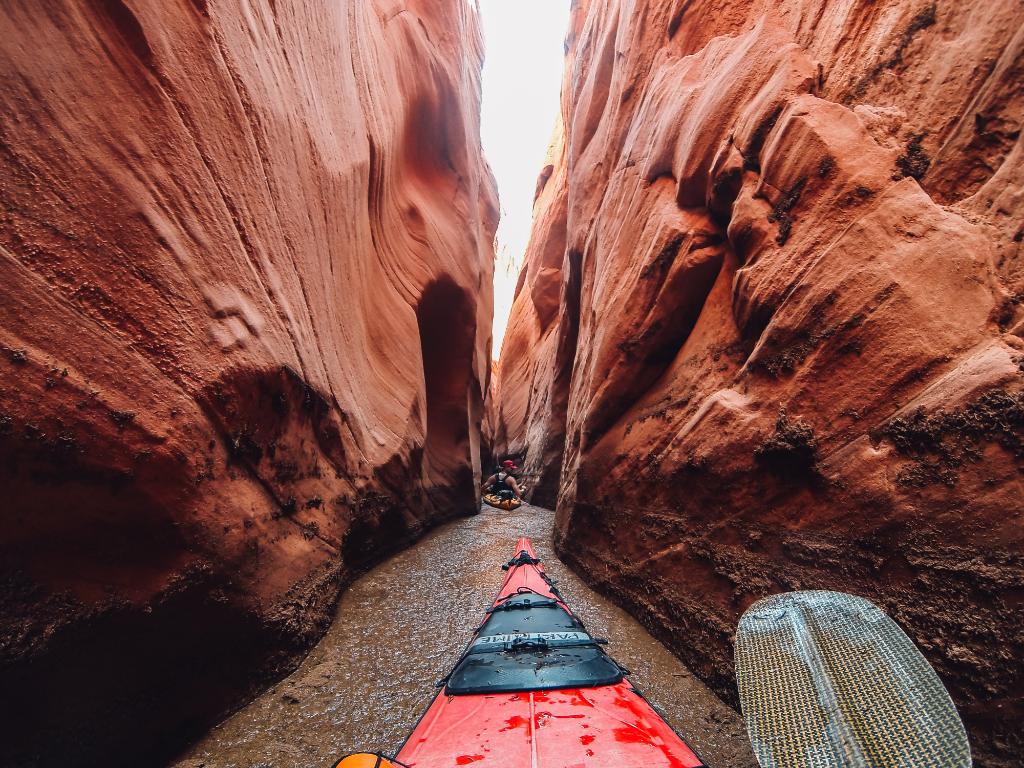 GoPro's tweet photo. Photo of the Day! Navigating the tight confines of Labyrinth Canyon on Lake Powell. Image via Drew Porter. #GoPro http://t.co/CuNhGlAM8Z