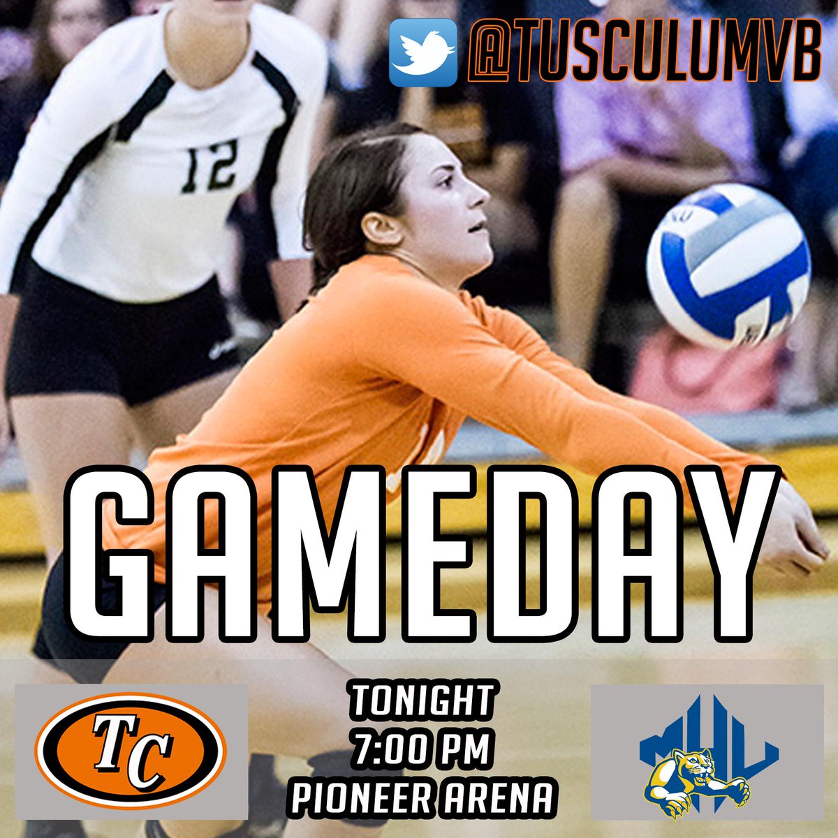 TusculumSports's tweet photo. .@TusculumVB hosts Mars Hill TONIGHT at 7 pm from Pioneer Arena #PioneerUp #BeatMHU http://t.co/JKXsF607uP