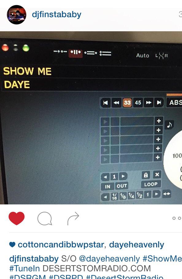 Dayeheavenly's tweet photo. Shoutout @DJFinstaBaby &amp; DJ Clue playing my song on Desert Storm Radio. Still exciting to hear my song on the radio! http://t.co/Bo13AGam2x