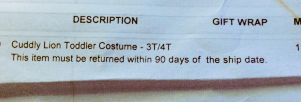 stealthCMO's tweet image. Dear @Target shipment receipt:
You imply this is a costume rental. I want to keep the cuddly lion!
#ecommerceproblems