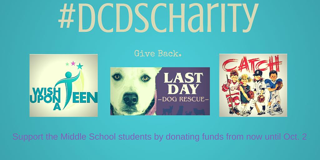 DCDSchool's tweet photo. Today Grades 6-8 heard about our amazing partner charities! We are helping @CATCHCharity @WishUponaTeen @LastDayDogs http://t.co/eortpHkiGS