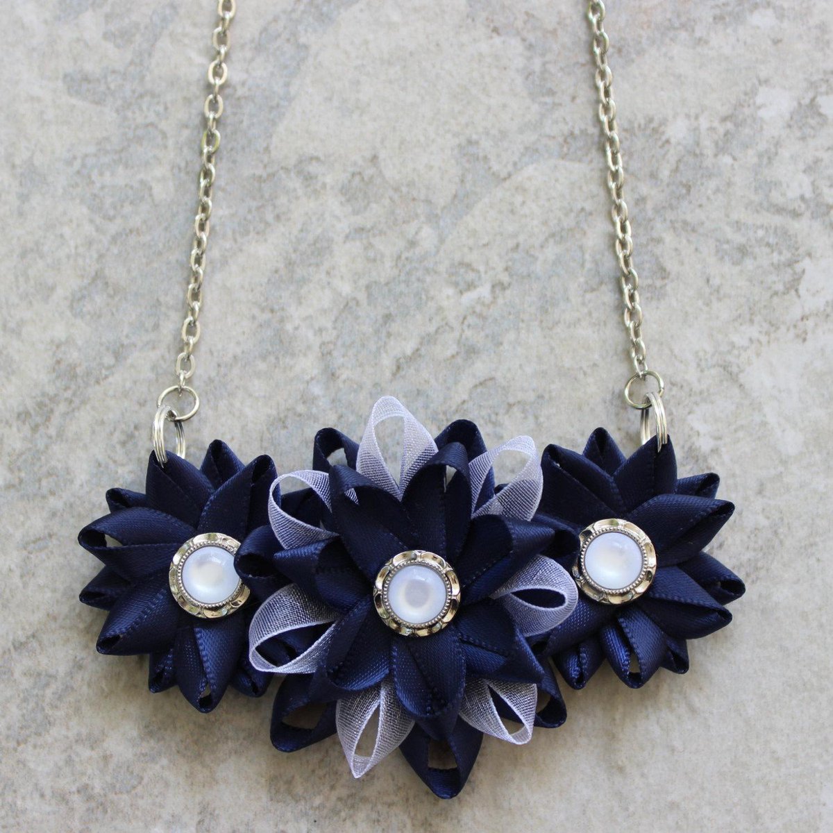 Navy Necklace, Navy Blue Necklace, Navy and White Necklace, Whit… etsy.com/listing/204809… #Jewelry #WhiteAndNavyBlue