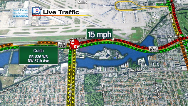 Crash on SR-836 WB at NW 57th Ave. Speeds at 15mph #traffic #miami @JeniseFernandez http://t.co/GRrdTHLuZi