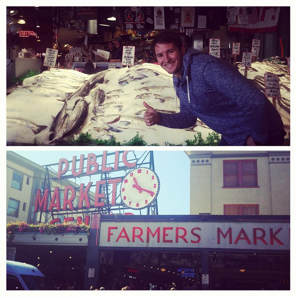 BenRueMusic's tweet photo. Watchin fish being thrown in Seattle today! I feel like I'd rock that job #seattle #gohawks #pikesplace #feeeesh http://t.co/pMUJZ6gMD9