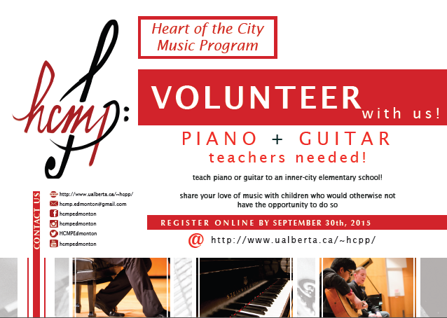 HCMPEdmonton's tweet photo. Know how to play piano or guitar? @HCMPEdmonton is recruiting new volunteers! check us out http://t.co/JCNnJP2abr http://t.co/2ppO6viz64