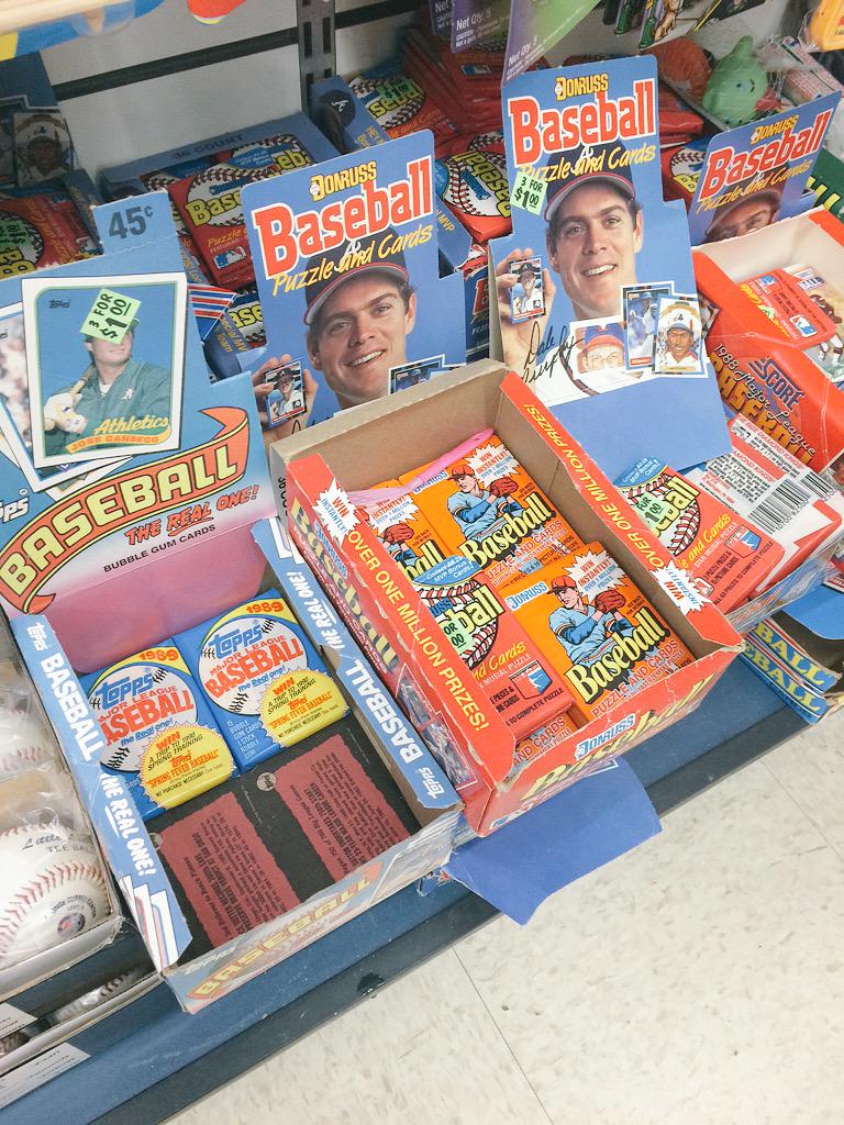 ehaffner37's tweet photo. @ryanfagan look what I found at a random $1 store. 3 pks/$1. Does it get any better?! #89topps #88donruss #90donruss http://t.co/NmVXZqoMFu