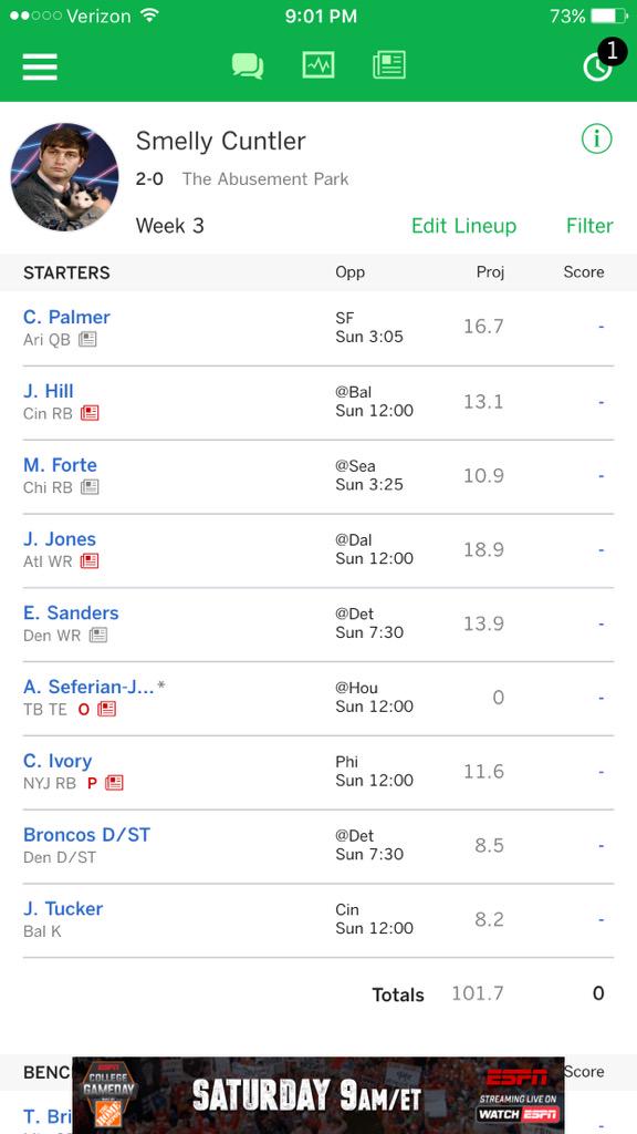 zkovash's tweet image. Another year, another championship thanks to @ESanders_10! #FantasyFollow #splashplay #BroncosCountry