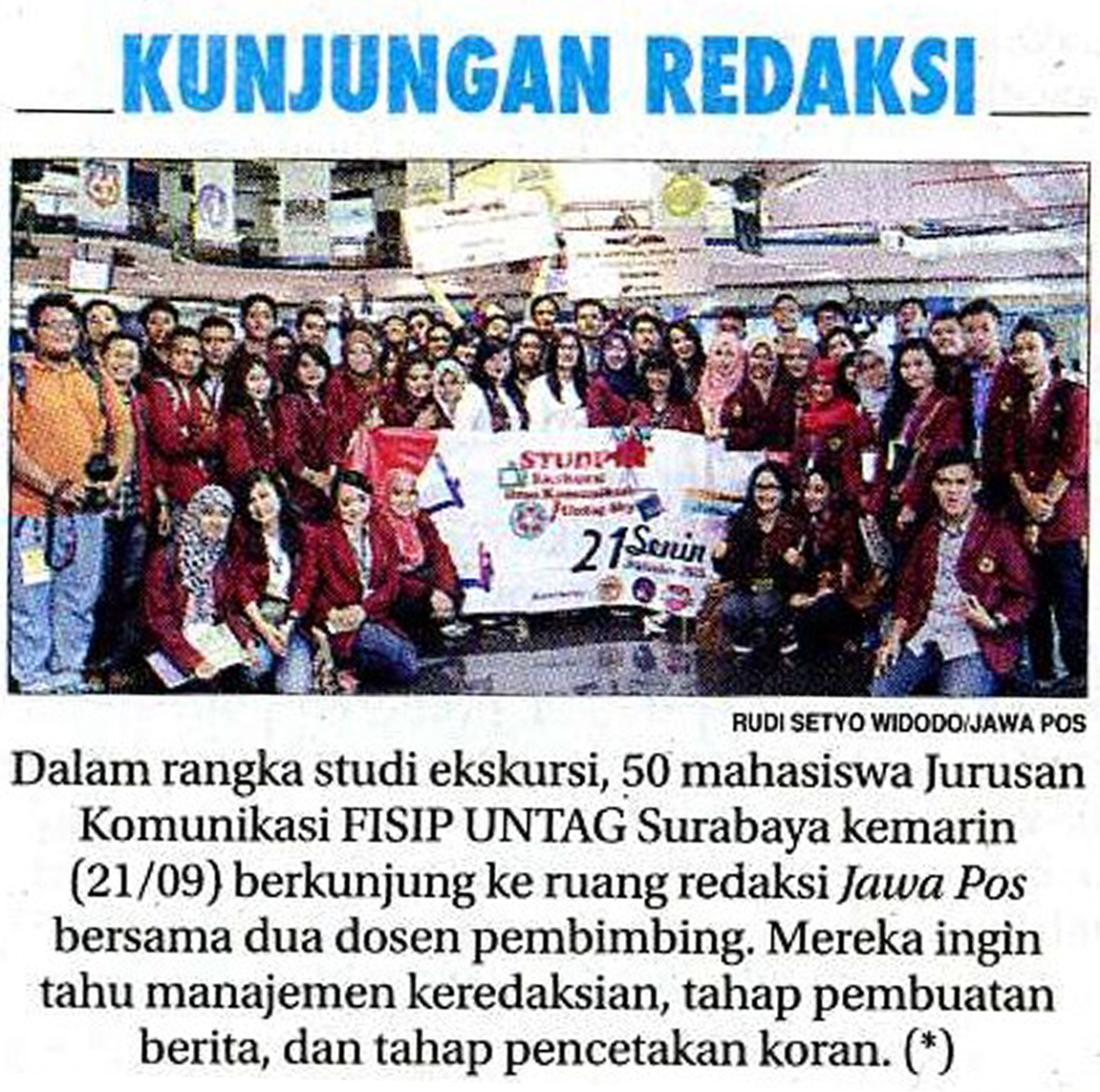 Kunjungan ke <a href="/jawapos/">Jawa Pos</a> oleh Mahasiswa FISIP <a href="/UntagSurabaya/">Universitas 17 Agustus 1945 Surabaya</a> (21/0/2015) <a href="/BemFisipUntag/">BEMFisip_UntagSby</a> <a href="/himakotauntag_/">Himakota Untag Sby</a>