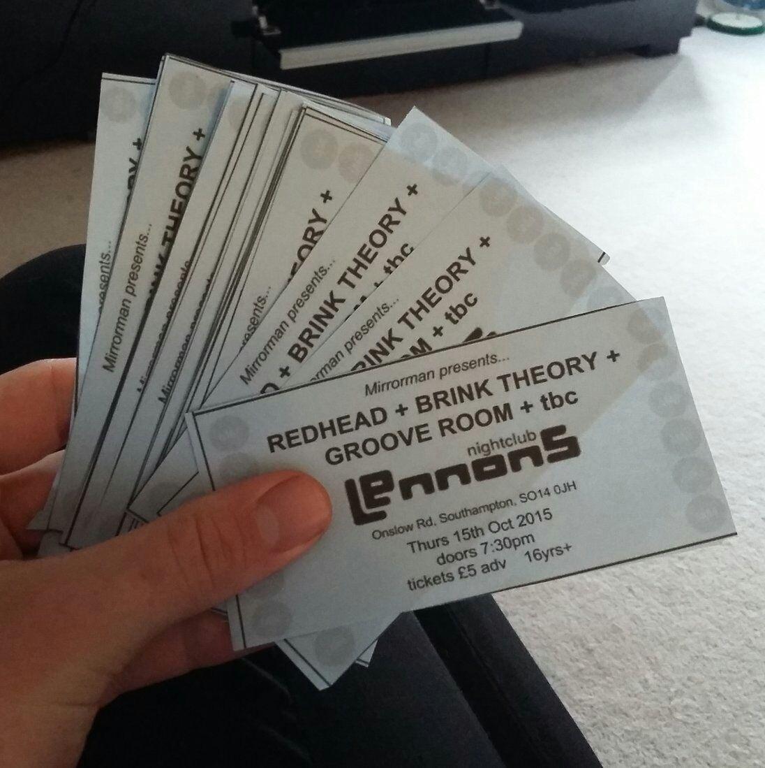 BrinkTheory's tweet photo. £5 tix now available for our October 15th gig @Lennon's Soton with @redheadmusik @GrooveRoom2014 and @trappedonamber http://t.co/mRVQM4H8ES