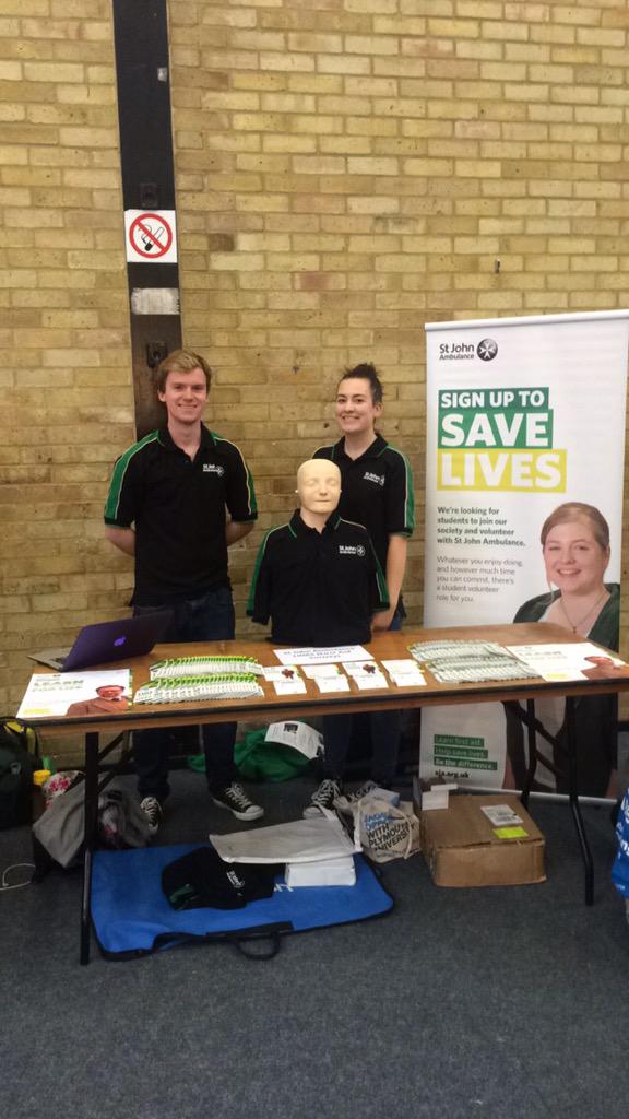 SotonFASoc's tweet photo. Ever wanted to learn skills that could help you save a life? Come &amp; see us at @YourSUSU #bunfight #stjohnambulance http://t.co/0uafSpk6EW