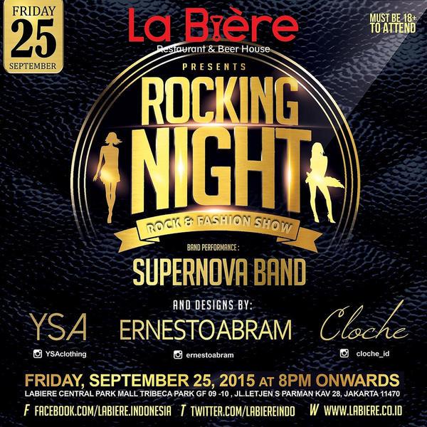 LaBiereindo's tweet photo. #RockingNight show for a special celebration of rock &amp; fashion show ! Enjoy a music #eventLabiere #fashionista http://t.co/nOMrzCidfP