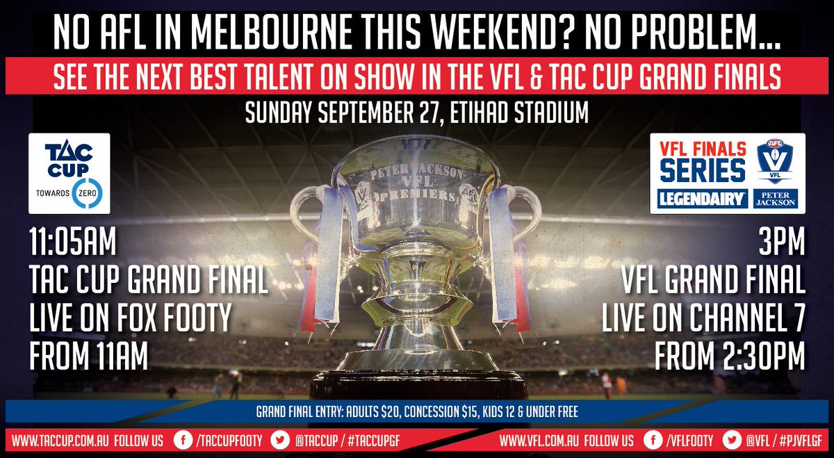 WilliamstownFC's tweet image. We're giving away a double pass to Sunday's VFL Grand Final! Retweet to enter, winner announced tomorrow afternoon!