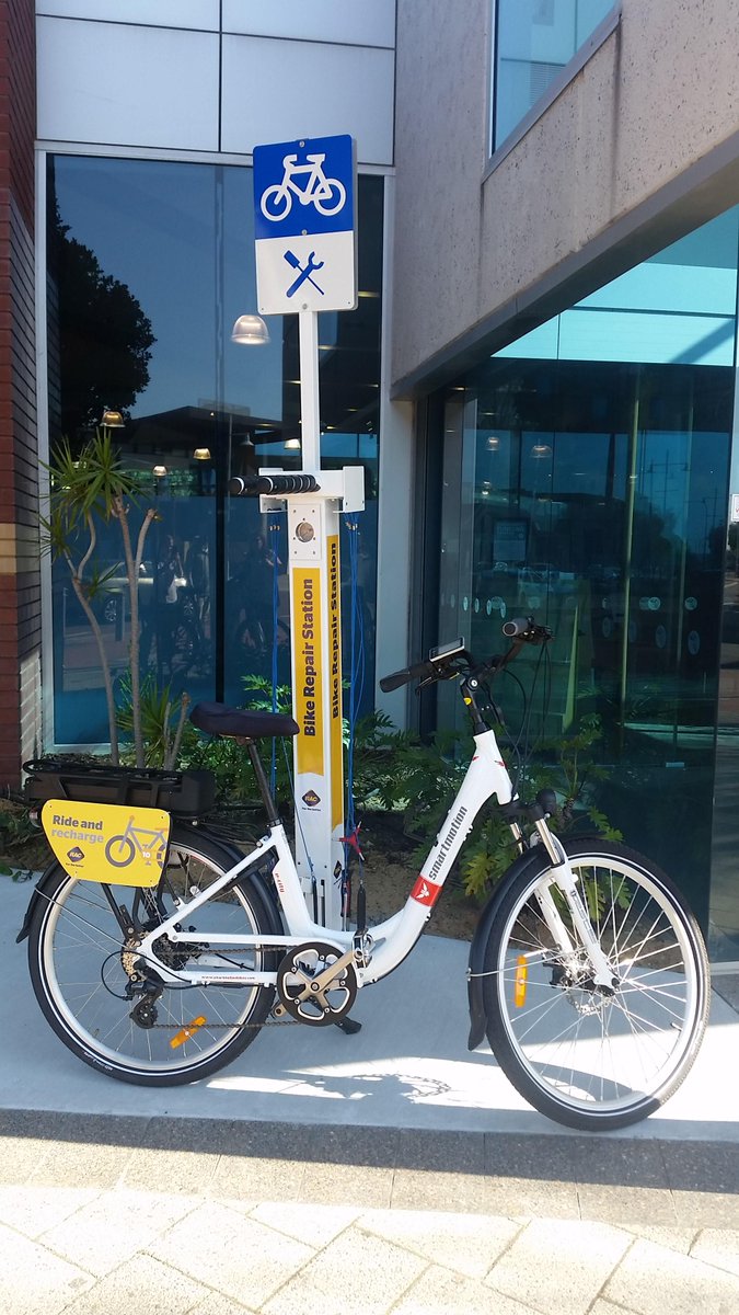 RACWA's tweet photo. e-bikes are fun, except if you get a flat. But RAC’s Bike Repair Stations will get you moving again #YourMoveWA http://t.co/nfZcDgcFkW
