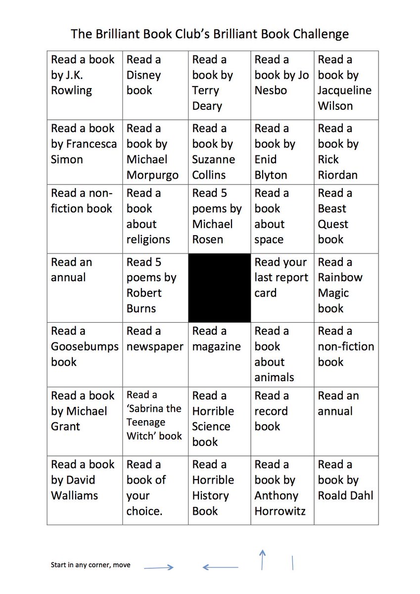 BrillBookClub's tweet photo. We were busy yesterday making a brand new Book Club challenge sheet.  Start in a corner and try to get to the middle! http://t.co/xotFXY9rbY
