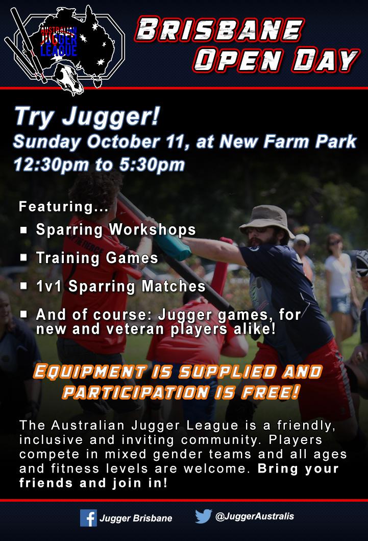 JuggerAustralis's tweet photo. Announcing the #Jugger #Brisbane Open Day! No better time to #TryJugger
Facebook event: https://t.co/eDhzuEYMWk http://t.co/BoexoicJLC