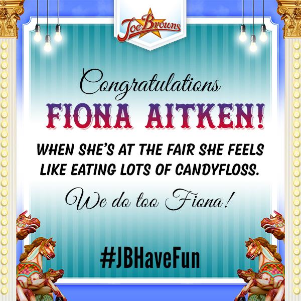 joebrowns's tweet photo. Congratulations @fionaaitken15 you're our winner! DM us your details & we'll get your prize to you! #JBHaveFun http://t.co/FuabOcfd2J