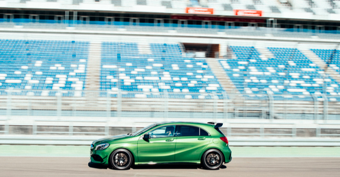 MercedesAMG's tweet photo. Hit the road &amp; track w/ @coolhunting in the #A45: http://t.co/OOFq7OjdHO [Efficiency 7.3–6.9l/100km|CO₂ 171-162g/km] http://t.co/ssIbGULcyY