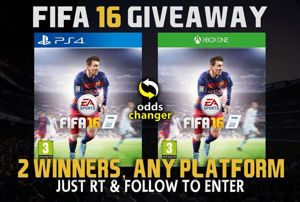 TommysDartsTips's tweet photo. We're giving away TWO copies of #FIFA16!

RETWEET &amp; FOLLOW us to enter the draw! http://t.co/OGnZxrBJ58