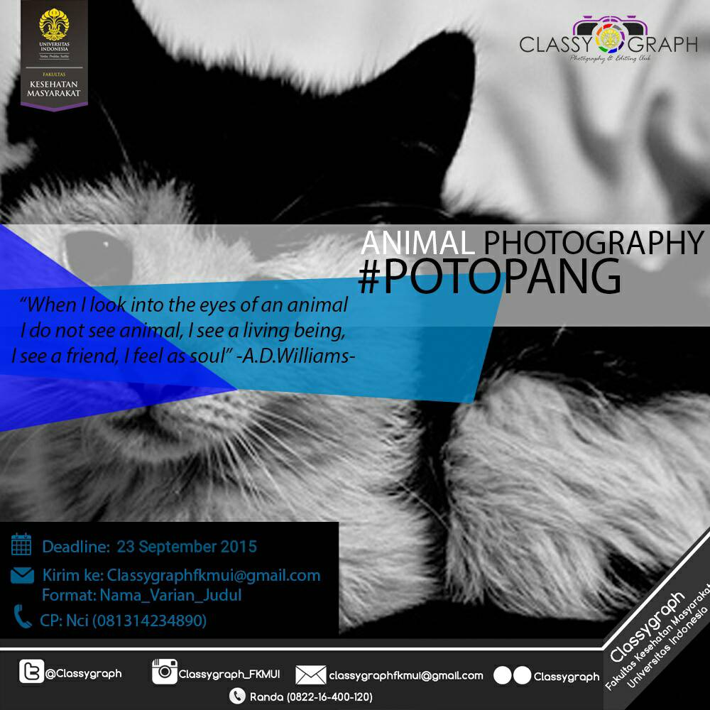 Classygraph's tweet image. [Hari Ini Banget] #potopang edisi September dgn Tema Animal Photography. Yuk submit @FKMUI2012 @FKMUI2013 @FKMUI2014