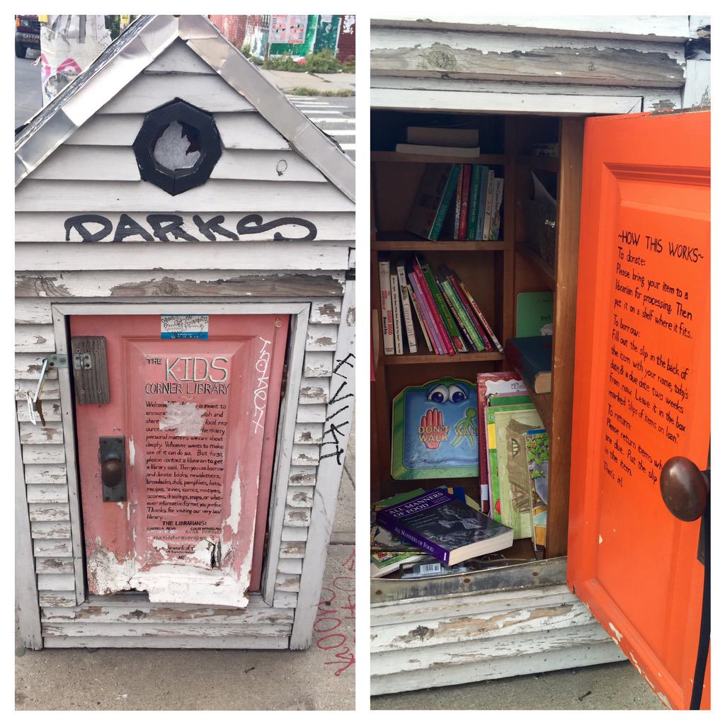 SLCasablanca's tweet photo. Such a good idea on #MorganAve in #eastwilliamsburg #Brooklyn - a kid's book exchange! #books #library http://t.co/J5oEr6ak43