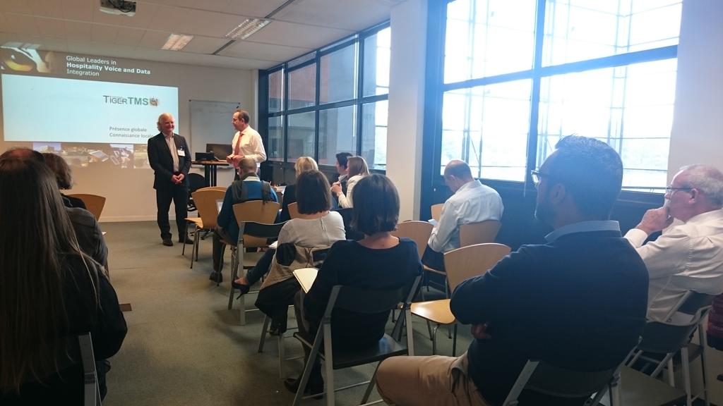 Duvalfra's tweet photo. .@patbrillard introduces #TigerTMS software solutions for #Hospitality #Vertical markets to @Mitel_FR teams http://t.co/pDGoqTdnWn