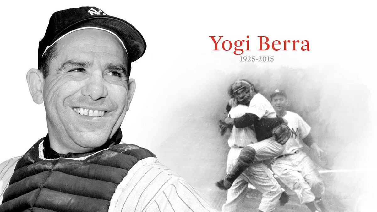 espn's tweet photo. Yogi Berra left a permanent mark on baseball and American culture by always making us smile: http://t.co/X7AXnbdY4x http://t.co/agtSnnZn0n