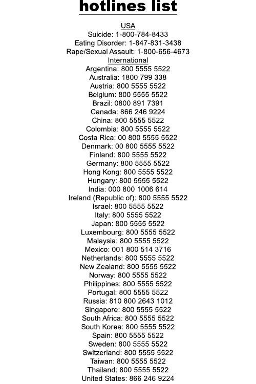 HearMeHelp's tweet image. If you have an urgent or immediate need or you are feeling suicidal. Here is a list of hotlines all over the world.