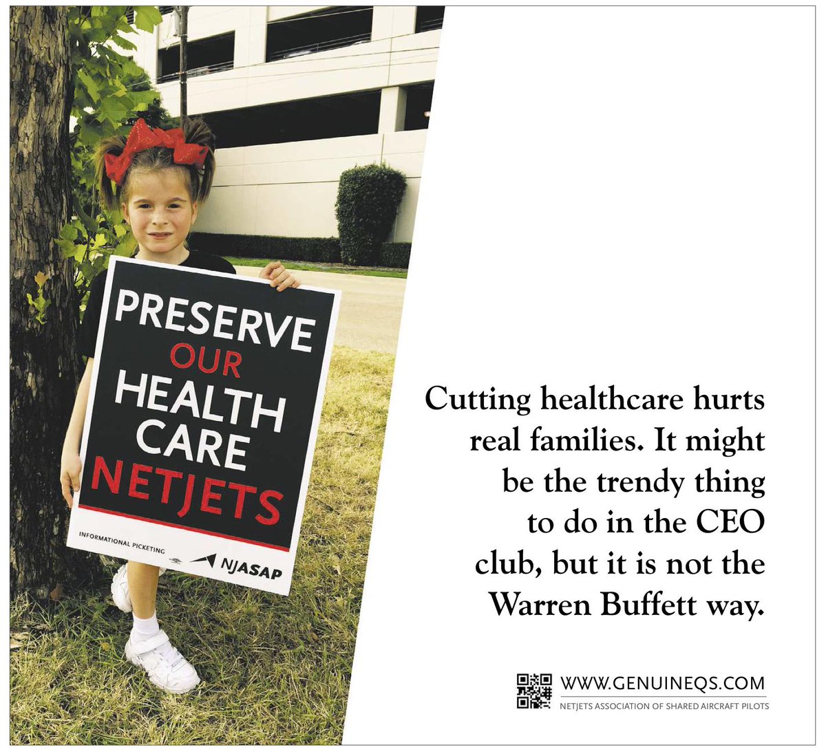 NJASAP's tweet photo. #NetJets’s efforts to slash pilot healthcare is #NotTheBuffettWay | #LaborDispute #NJASAP | http://t.co/7KQkFeqywv http://t.co/lseuDo1VWA