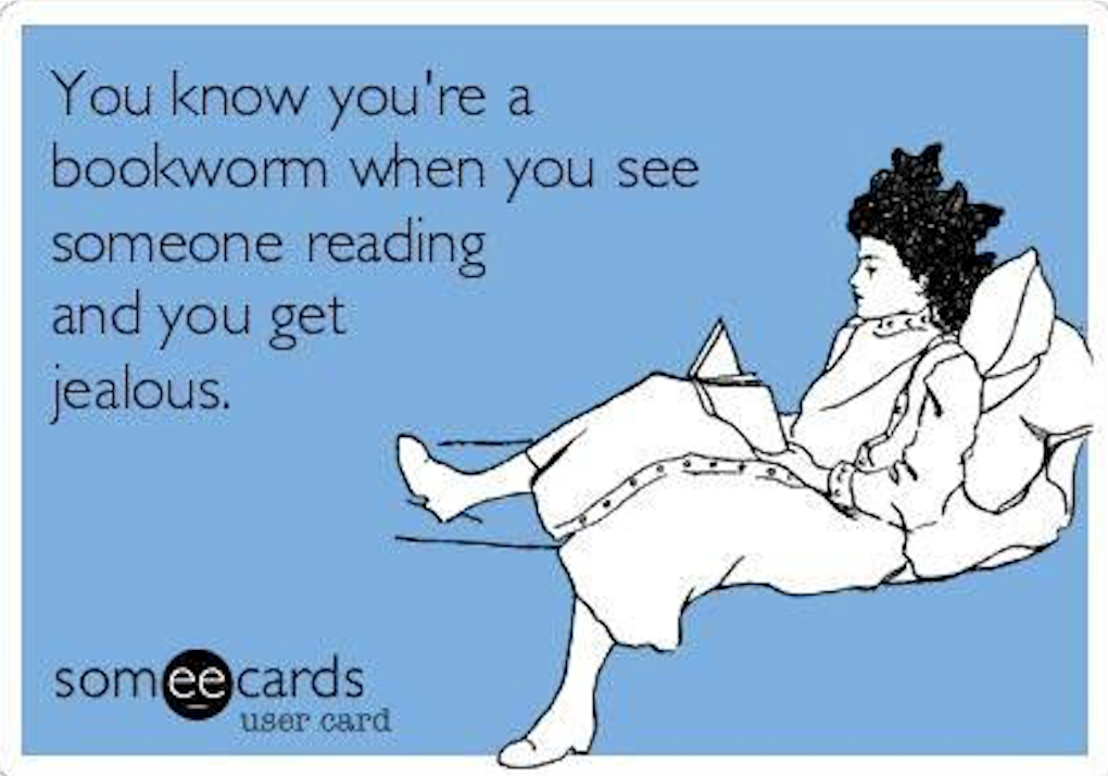 goodreads's tweet photo. Green with book envy. (via @someecards) http://t.co/1I7QeXT9ts