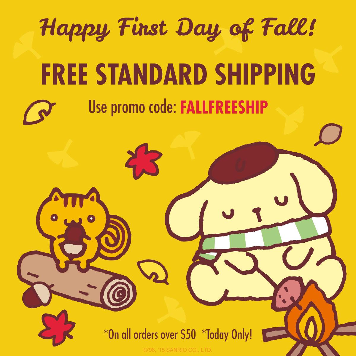 Happy #FirstDayofFall! Today only, free shipping on orders over $50 on Sanrio.com: bit.ly/1LOa6c7