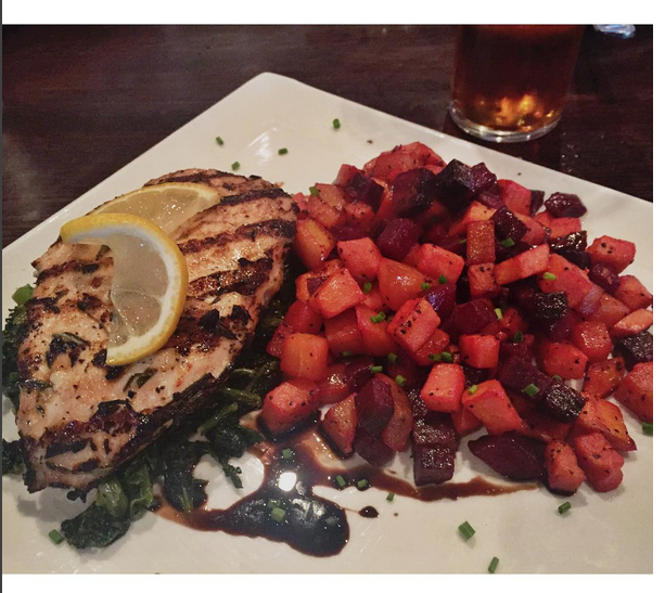 $2 Irish pints all day! Wash down your beer w/ Rosemary Garlic Chicken w/ sautéed kale and sweet potato / beet hash