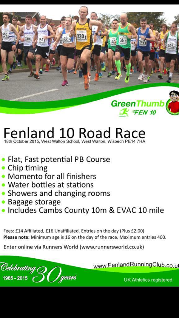 lafollen's tweet photo. Come and join us for a 10 mile PB  course @Mo_Farah @LucozadeSport @LondonMarathon @Fenlandrunning @FenlandRC #run http://t.co/MpFb6dtYiS