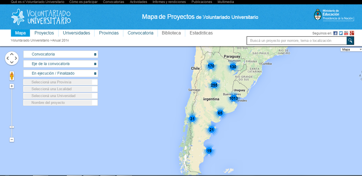 Encontrá los proyectos del Voluntariado Universitario de tu zona en el Mapa de Proyectos: bit.ly/1VwsmxH