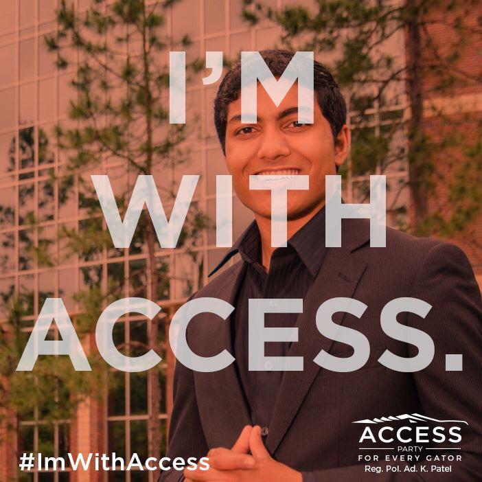 UFAccessParty's tweet photo. Our party is about YOU- so we want to feature YOU! Send us a photo of and tell us why #ImWithAccess ! #RegPolAdKPatel http://t.co/bibXl0uO5X