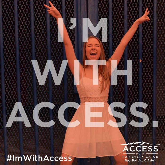 UFAccessParty's tweet photo. Our party is about YOU- so we want to feature YOU! Send us a photo of and tell us why #ImWithAccess ! #RegPolAdKPatel http://t.co/bibXl0uO5X